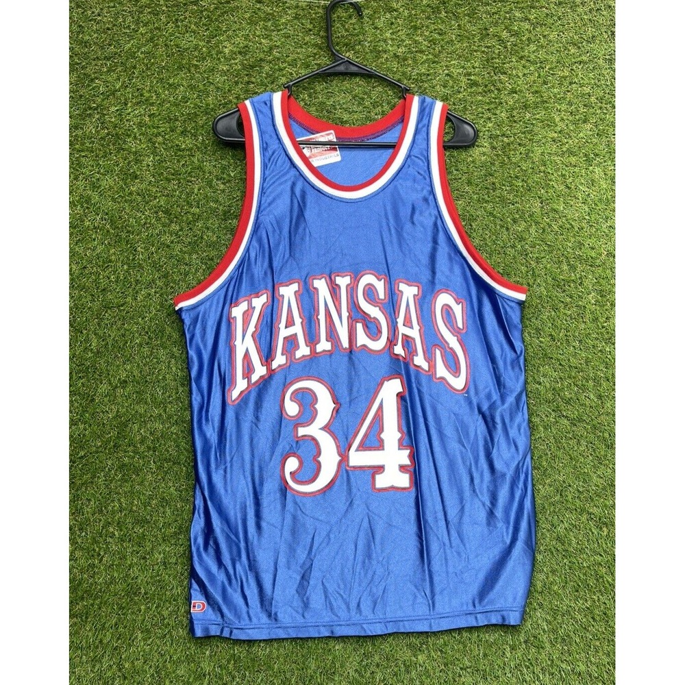 Vintage Dodger Kansas Jayhawks Basketball Jersey Mens Large #35 Nylon Blue Sport
